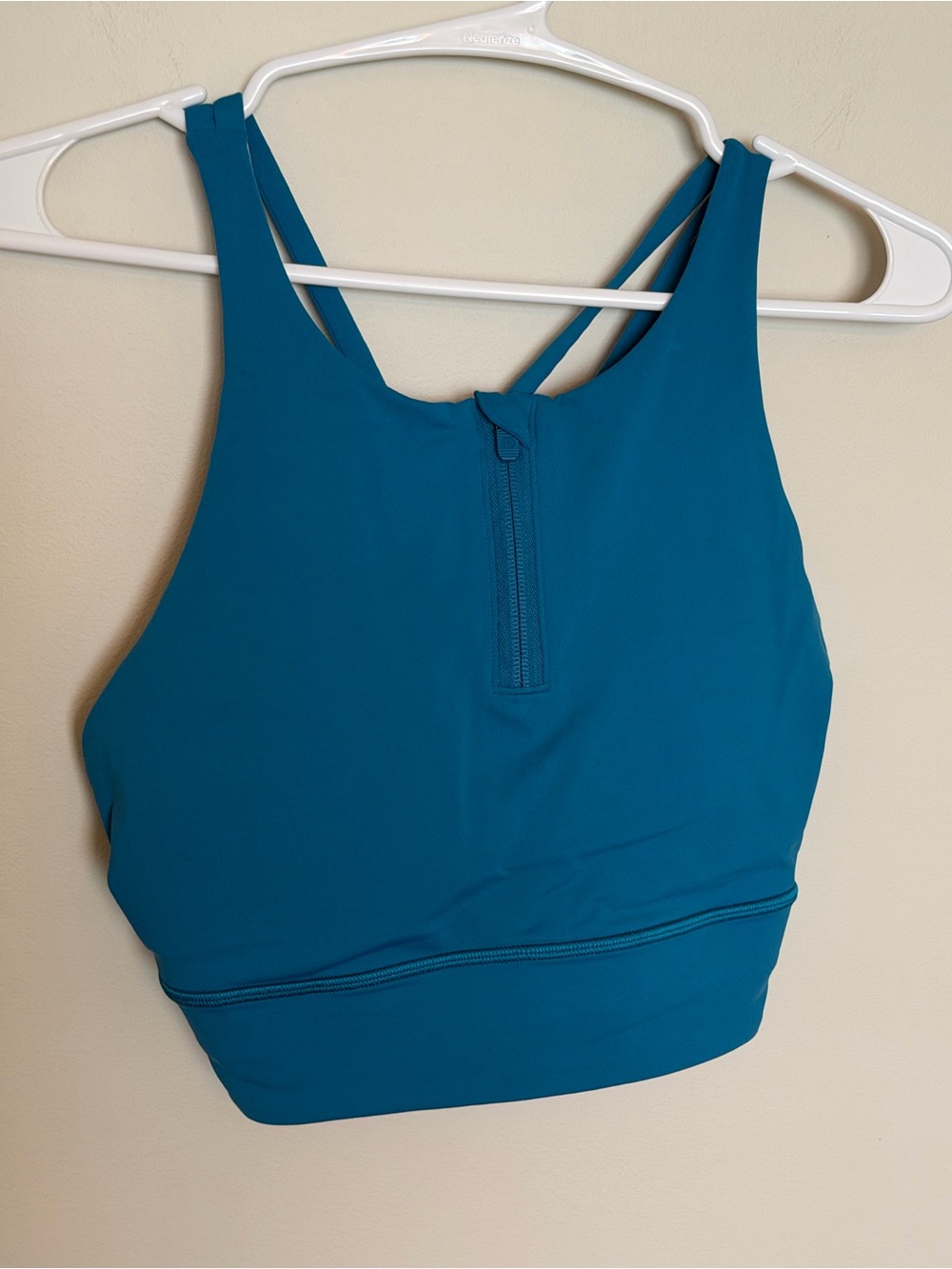 Lululemon Energy High Neck Longline Bra Zip Women’s Size 12 Hawaiian Blue VGUC